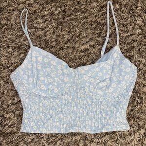 Light Blue Floral Crop Top